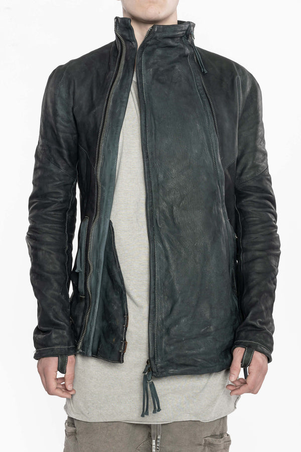 BORIS BIDJAN SABERI Double Zip Horseskin Top SS22 J4 FMM20020 Ink Grey